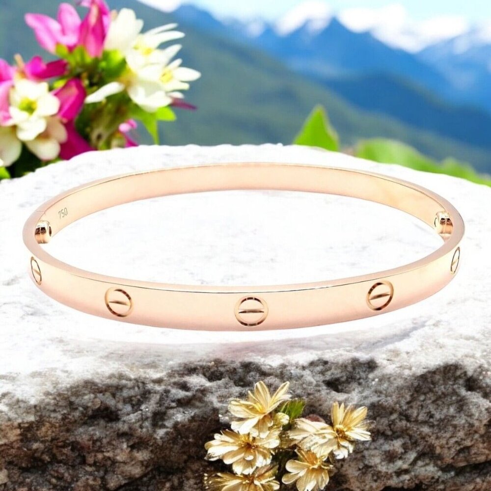 Authentic! Cartier 18k Rose Gold Love Bangle Bracelet Size 21 Paper - Picture 2 of 13